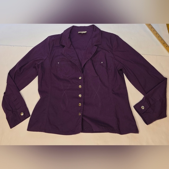 Bellissima Purple Cotton Fitted Jacket With Western Syle Stiching Size 12 - Picture 4 of 9